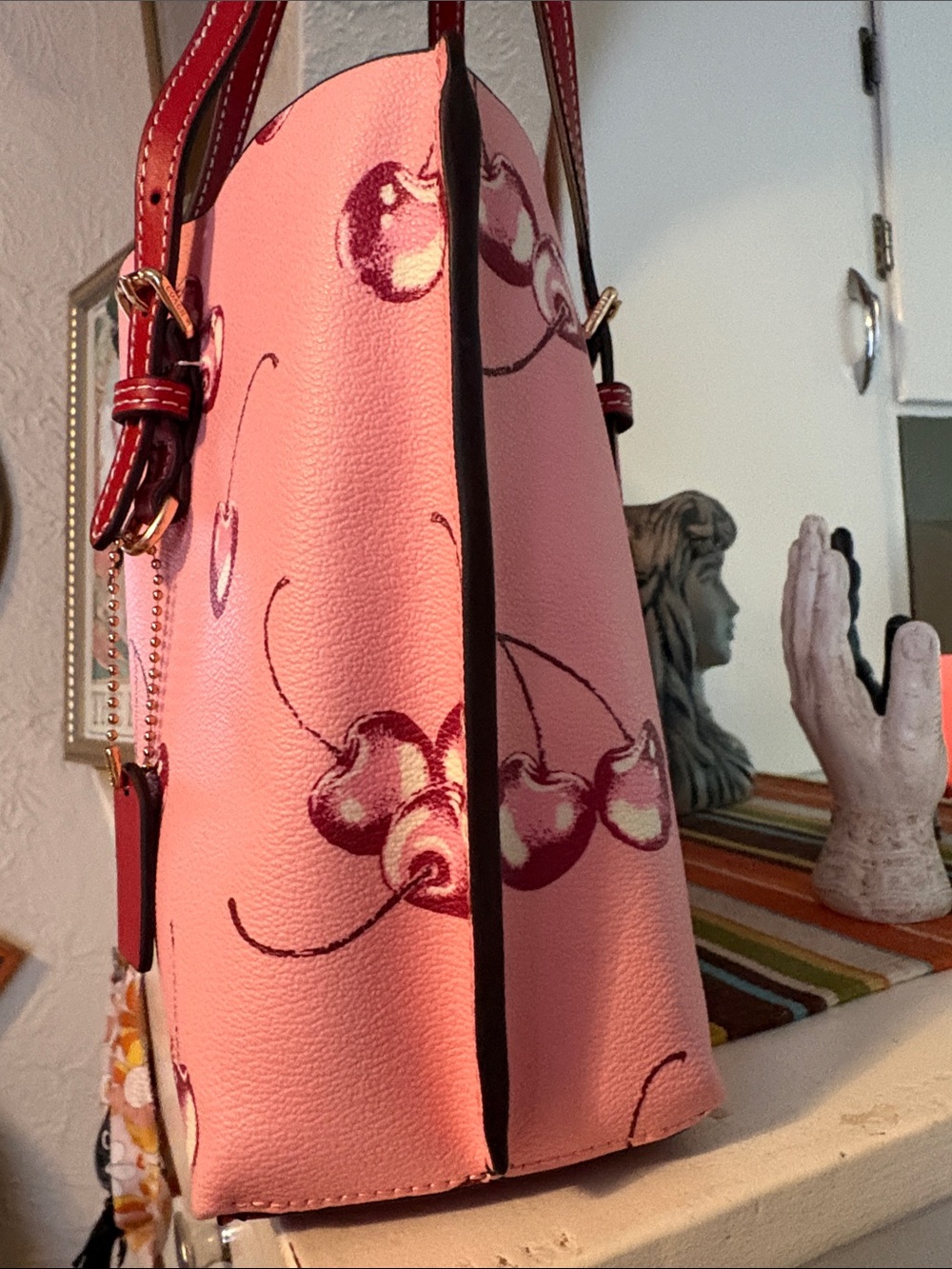 Coach Mollie Tote 25 Pink Cherry Print with Card/ID Case NWOT - Picture 6 of 16